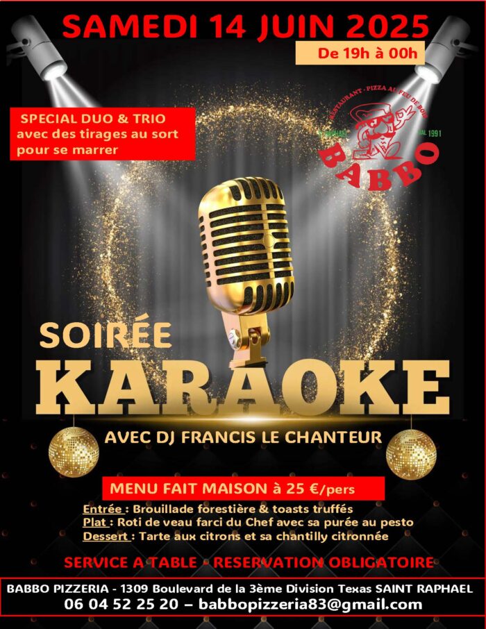 Samedi 14 juin 19h </br>Soirée Karaoké